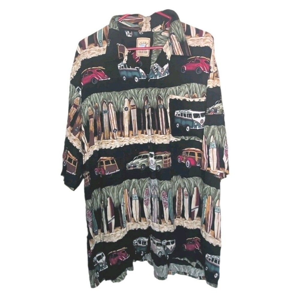 Island Collection Shirt Surf Boards Bug Bus Woody Wagon Beach Embroid Tag Sz. XL